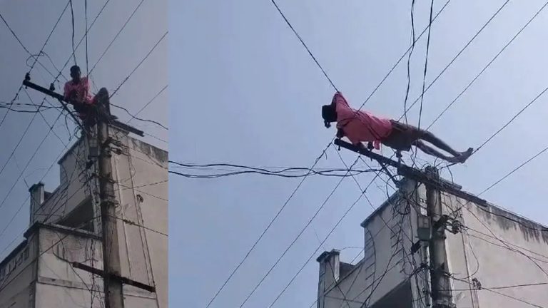 Read more about the article व्यक्ति नशे की हालत में बिजली के टावर पर चढ़ गया