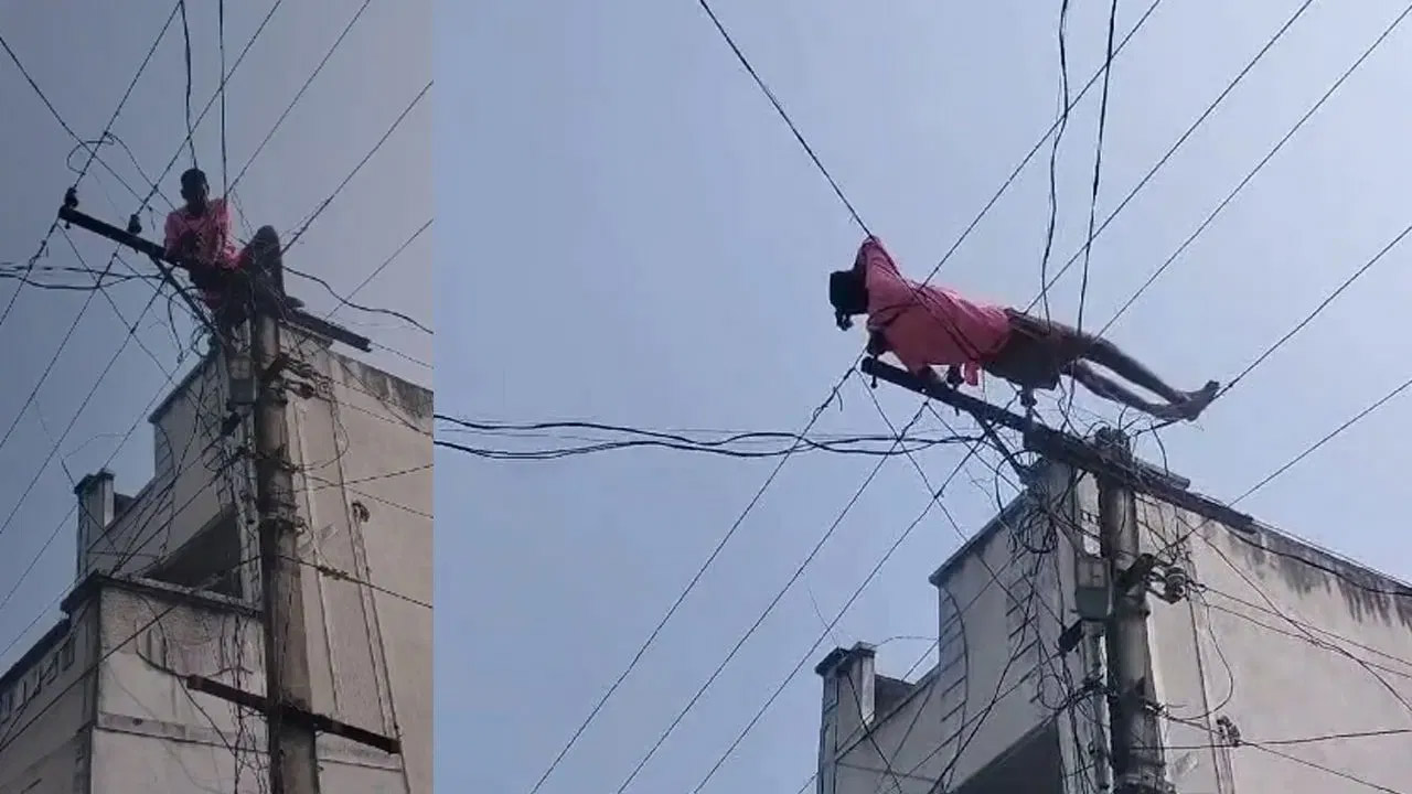 You are currently viewing व्यक्ति नशे की हालत में बिजली के टावर पर चढ़ गया